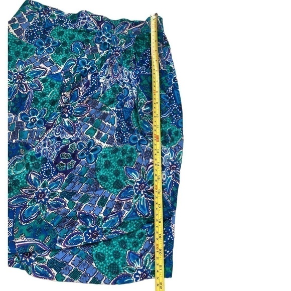 Vintage floral faux wrap pleated crepe mini skirt - Picture 4 of 7